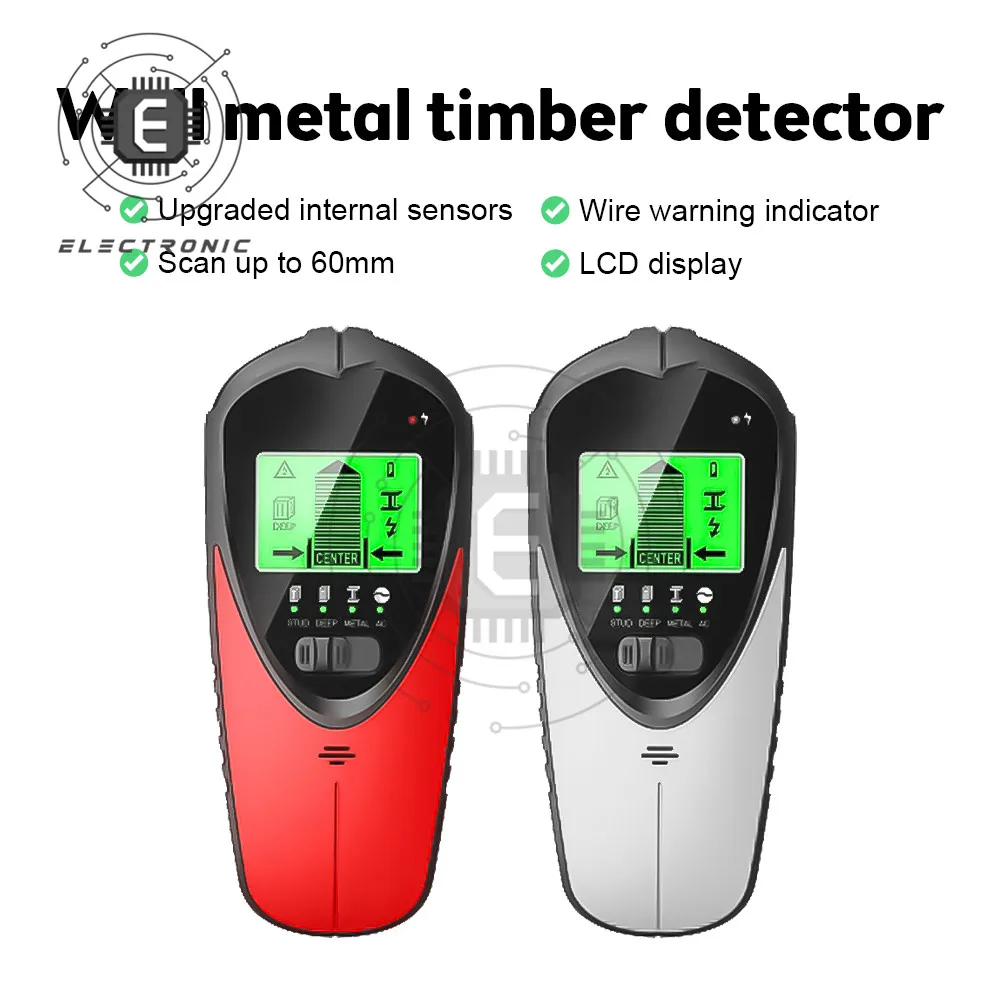 

SH101 Metal Detector Backlit Wood Stud Finder Cable Wires Depth Tracker Wall Scanner LCD HD Display