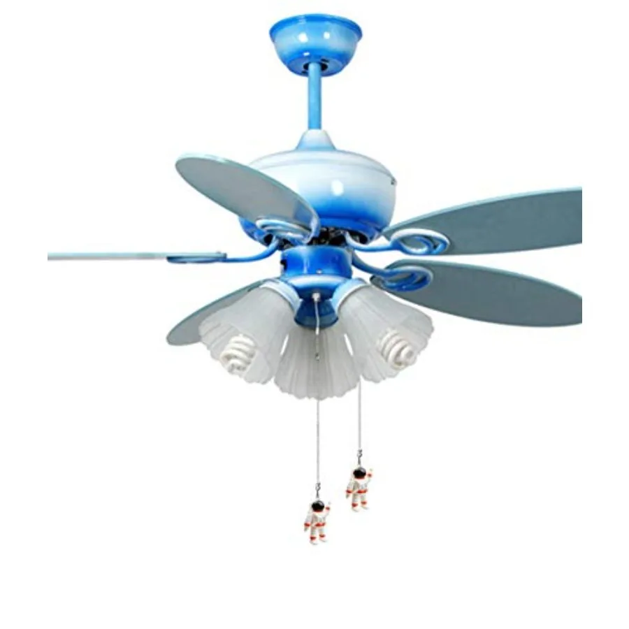 Ceiling Fan Pull Chain Extender with Spaceman Charm - 12-Inch Decorative Fan Chain Pulls and Ball Connector Dangler Pendant Acc