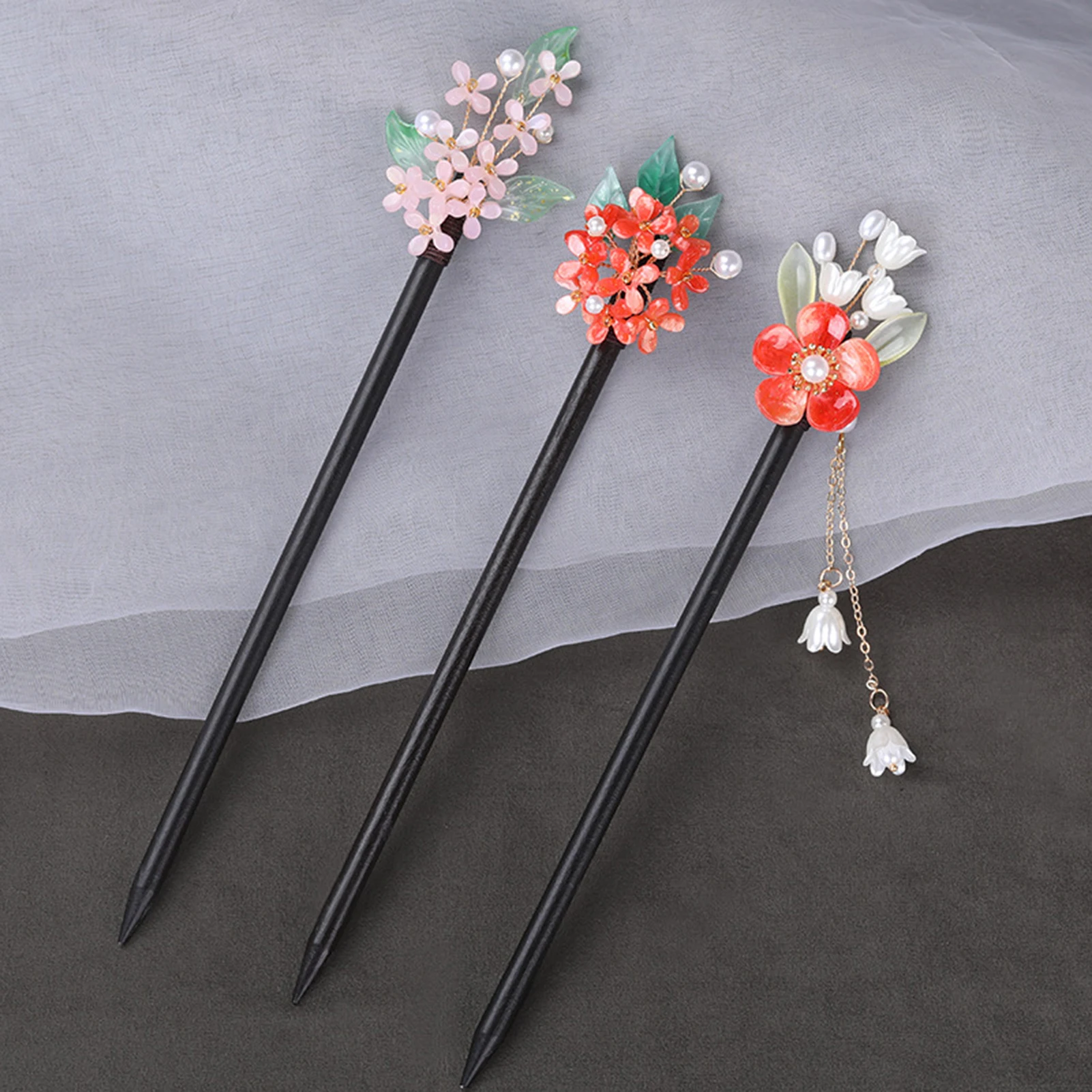 Hair Pin Chignon Pin Chopsticks Transparent Peach Prong Updo Chignon Pins for Women Girls and Hairdressing Salon