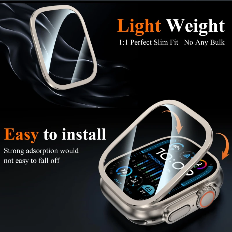 2pcs Tempered Glass for Apple Watch Ultra 49mm Titanium Metal Frame Anti-Scratch film Serie Ultra 2 Screen Protector Accessories view 5