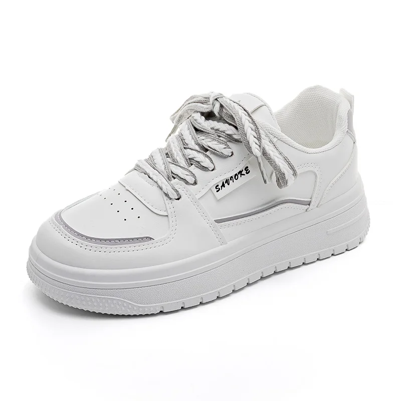 Women's running sneakers, women's tennis shoes, walking sneakers, white casual slip vulcanized shoes, leather casual board shoes