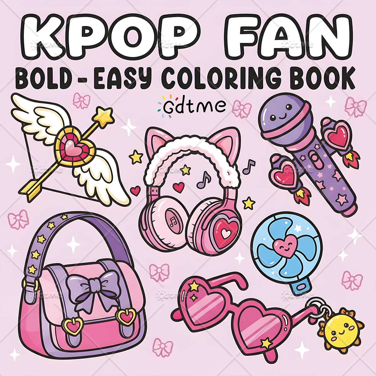 Bold Line Kpop Fan Coloring Book Kawaii Stage Accessories Heart Decor Anti Anxiety Stress Relief Mindful Drawing Pages For Adult