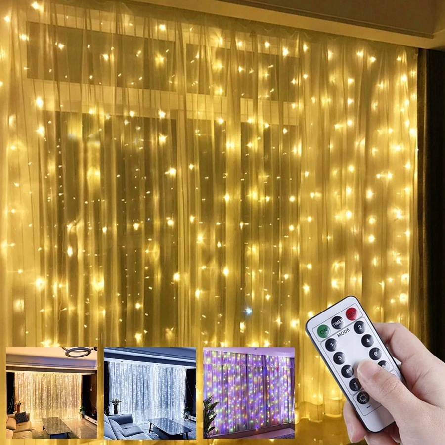 

3M LED Lights String Fairy Decoration USB Holiday Curtain Garland Lamp 8 Modes For Home Garden Wedding Party New Year Christmas