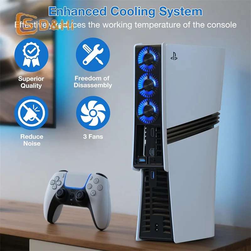 Cooling Fan For PS5 Pro Intelligent Temperature Control Low Noise Fan For PS5 Pro Disc & Digital Edition