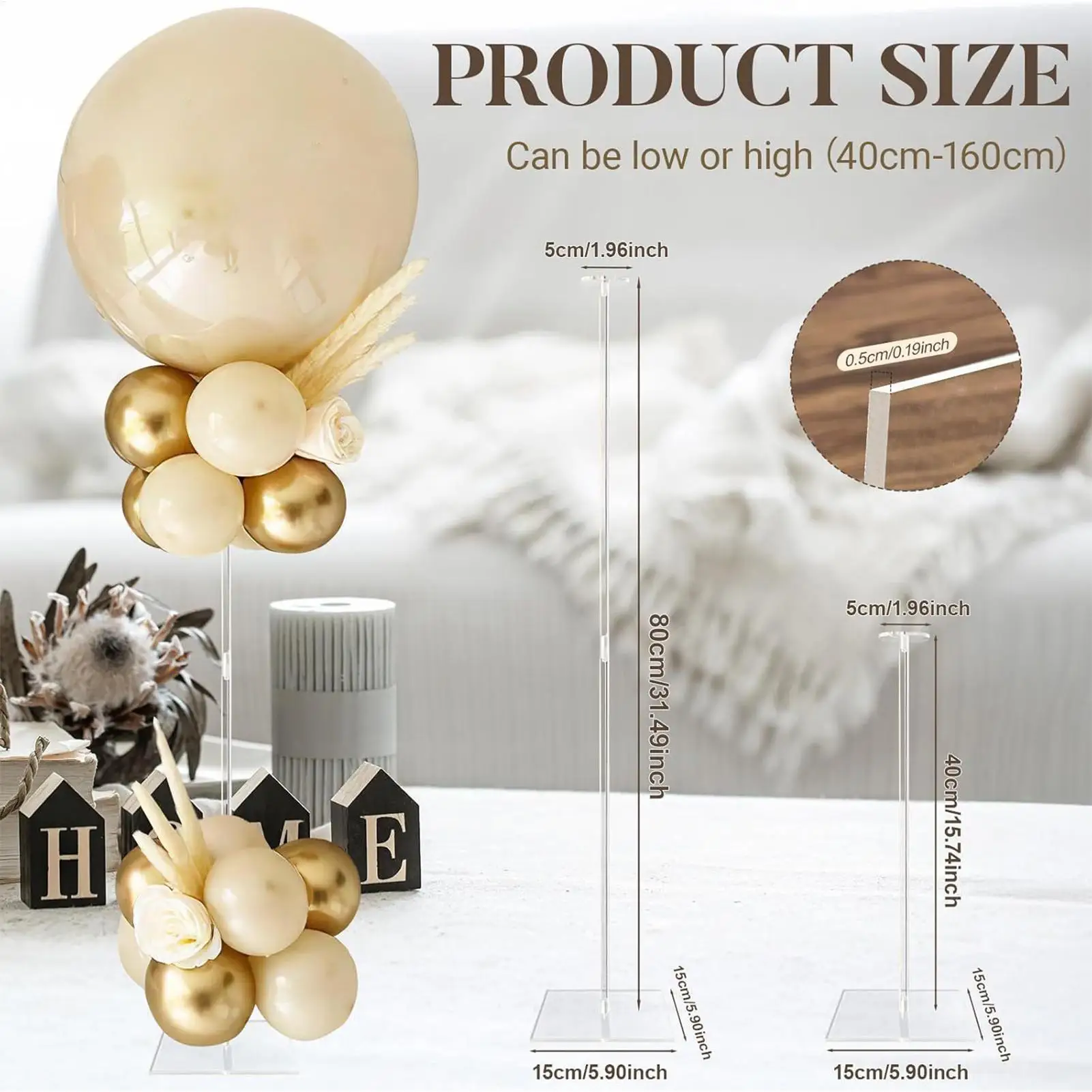 

Adjustable Balloon Column Stand Balloon Stand Holder with Plastic Base for Wedding Decor Birthday Baby Shower Party Reusable