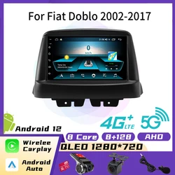 Radio con GPS para coche, reproductor Multimedia con Android, 2 Din, 7 pulgadas, estéreo, WIFI, unidad principal, Carplay, para FIAT Doblo 2002-2017