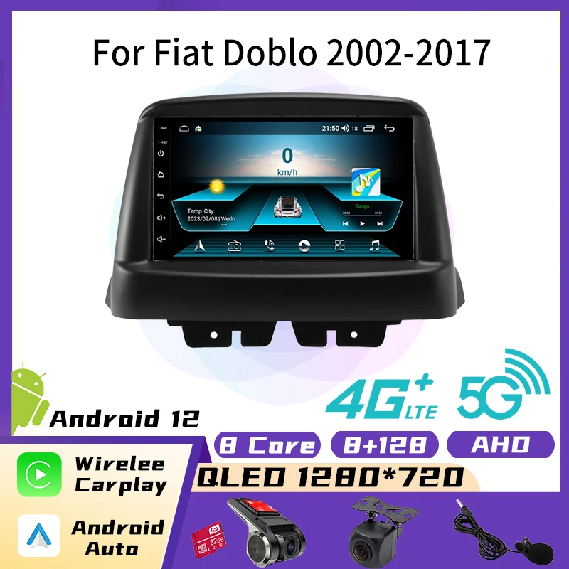 2 Din Car Radio Android for 7Inch FIAT Doblo 2002-2017 Stereo WIFI Multimedia Player Head Unit Navigation Autoradio Carplay Auto