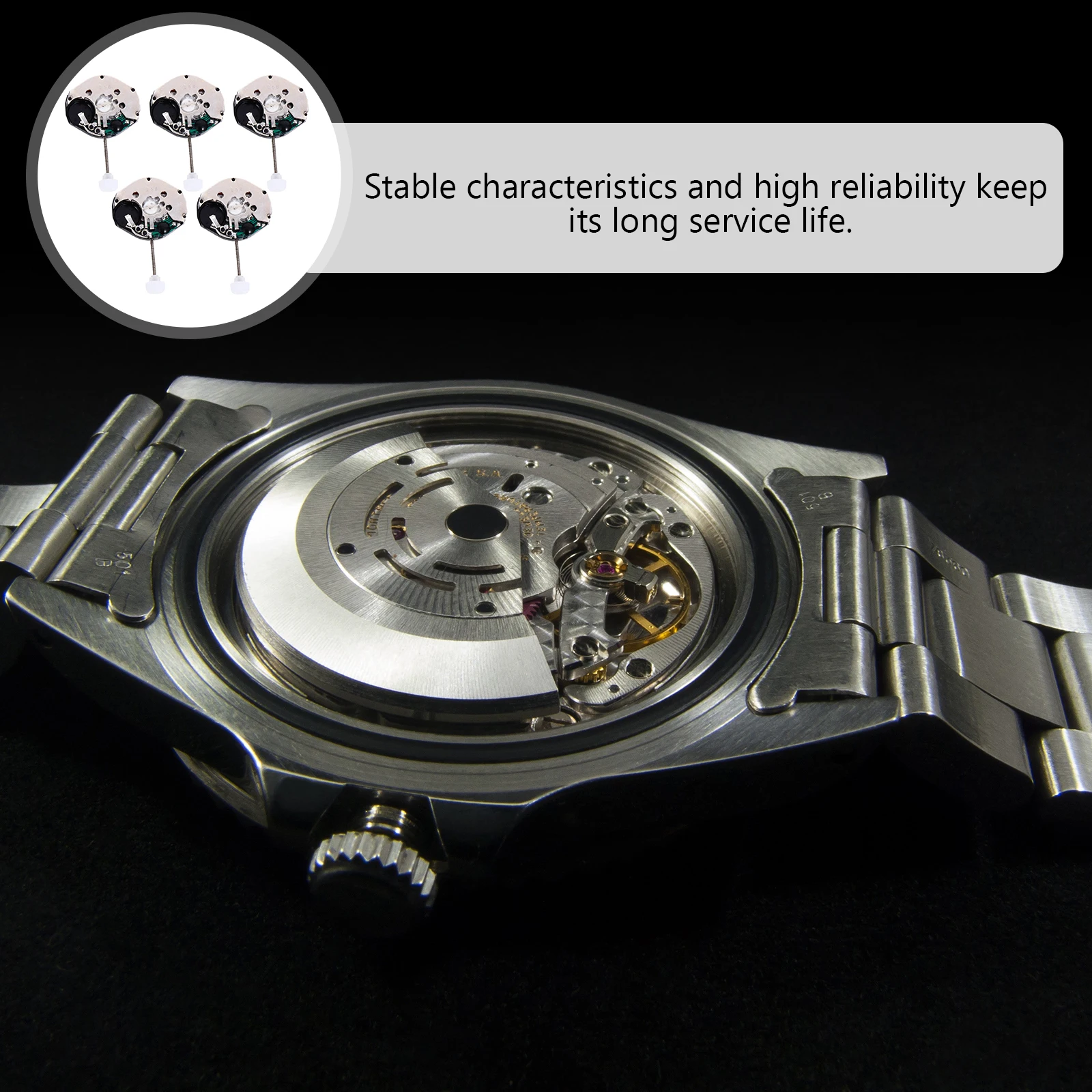 

5Pcs Watch Movement Quartz Movement Parts Reliable Performance Direct Replacement Compact Storage Easy Use Watch Accessory