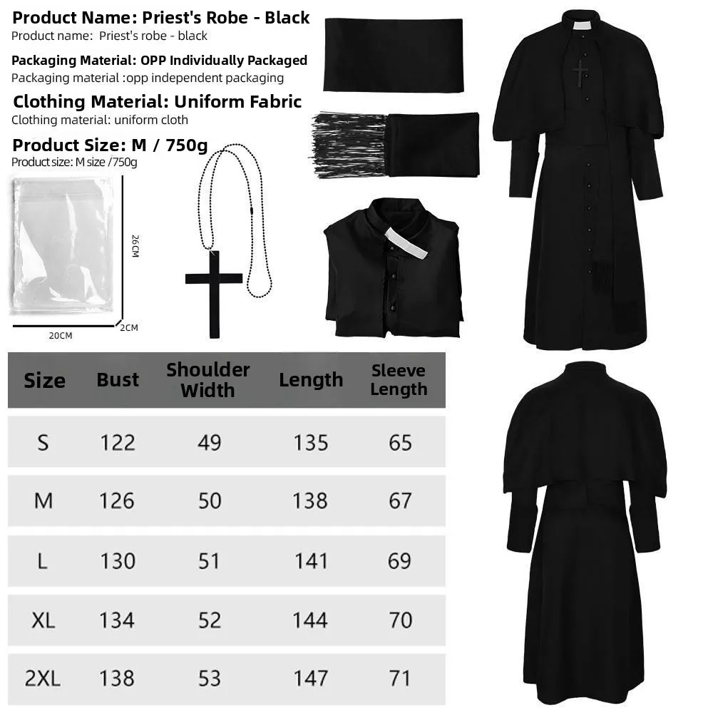 Robe longue de prêtre médiéval, Costume d'halloween, danse Par eup, Cosplay, vêtements ethniques pour femmes, spectacle sur scène