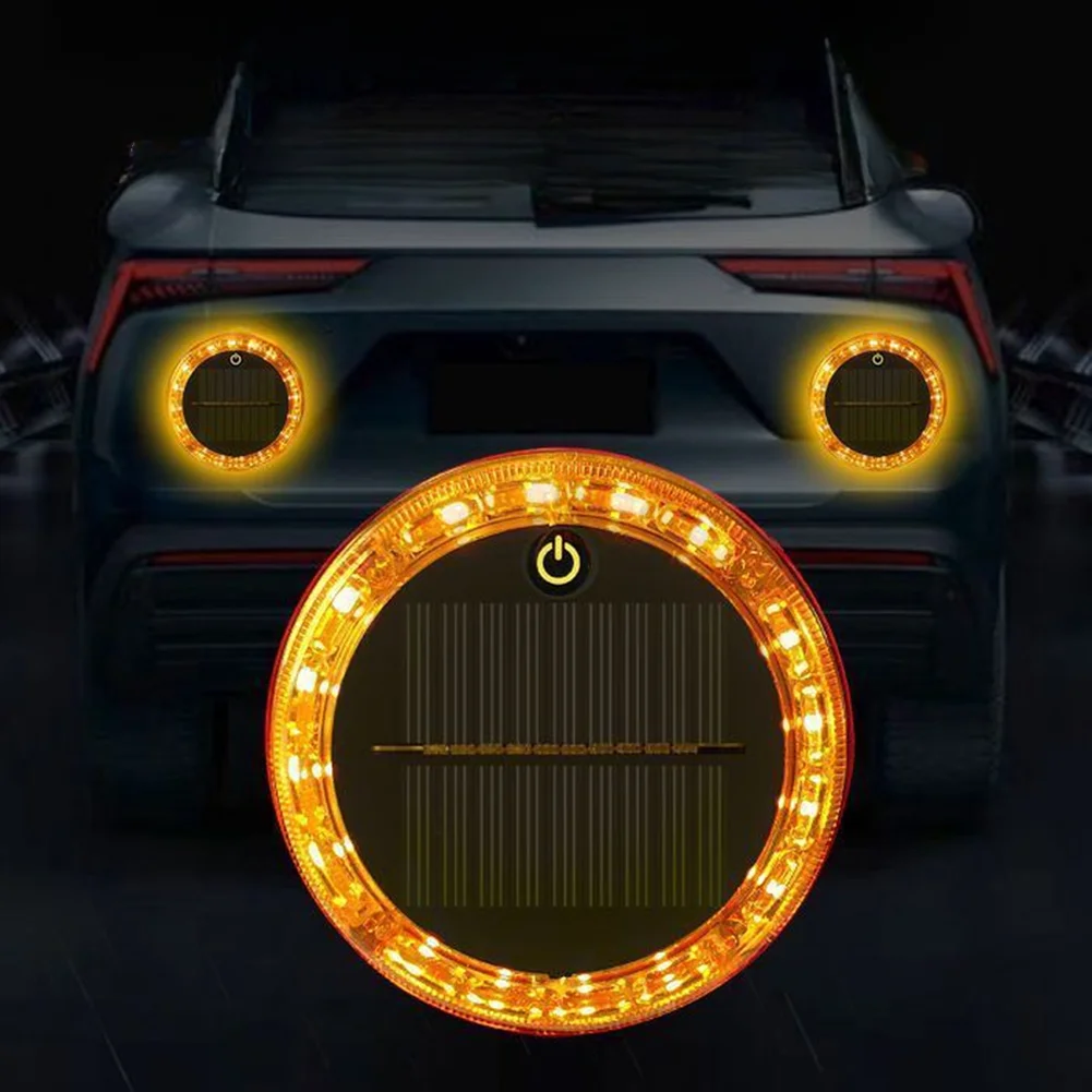 1pc Car Tail Light Rear Lamp WarningLight Tailight Built-in Solar Panel Car FlashingLight Rear Light Part For Trailer Truck Boat
