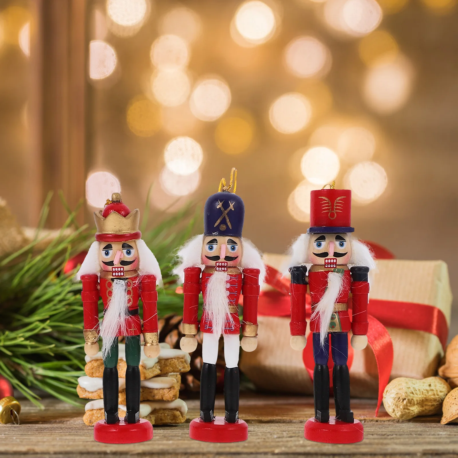 

6pcs Wooden Nutcracker Ornaments Small Christmas Hanging Decorations For Xmas Tree Festival Party Home Decoration Nutcracker