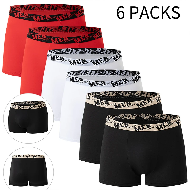 

6-Piece Set Of Men's Underwear Solid Color Bamboo Fiber Flat Angle Pants Youth Casual Sports Men's Comfortable Multifunctional