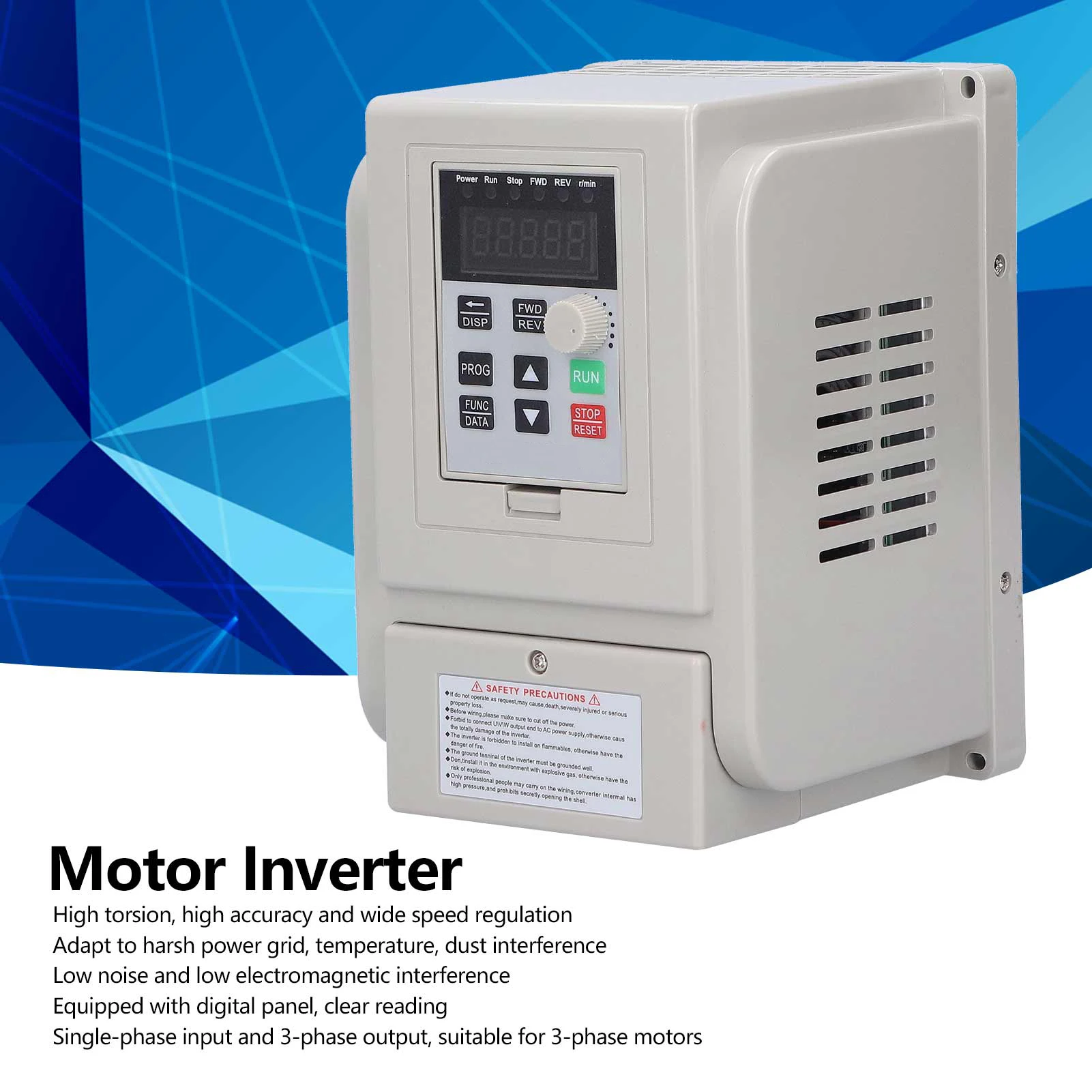 0.75/1.5/2.2KW Inverter Single‑Phase Input 3‑Phase Output Inverter Motor Speed Controller Variable Frequency Drive