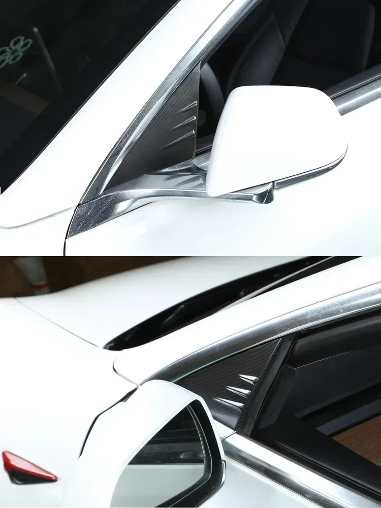 A-pillar Window Panel for Tesla Model 3 Y Model 3 Highland 2024 Real Dry Carbon Fiber Modified Exterior Decoration Accessories