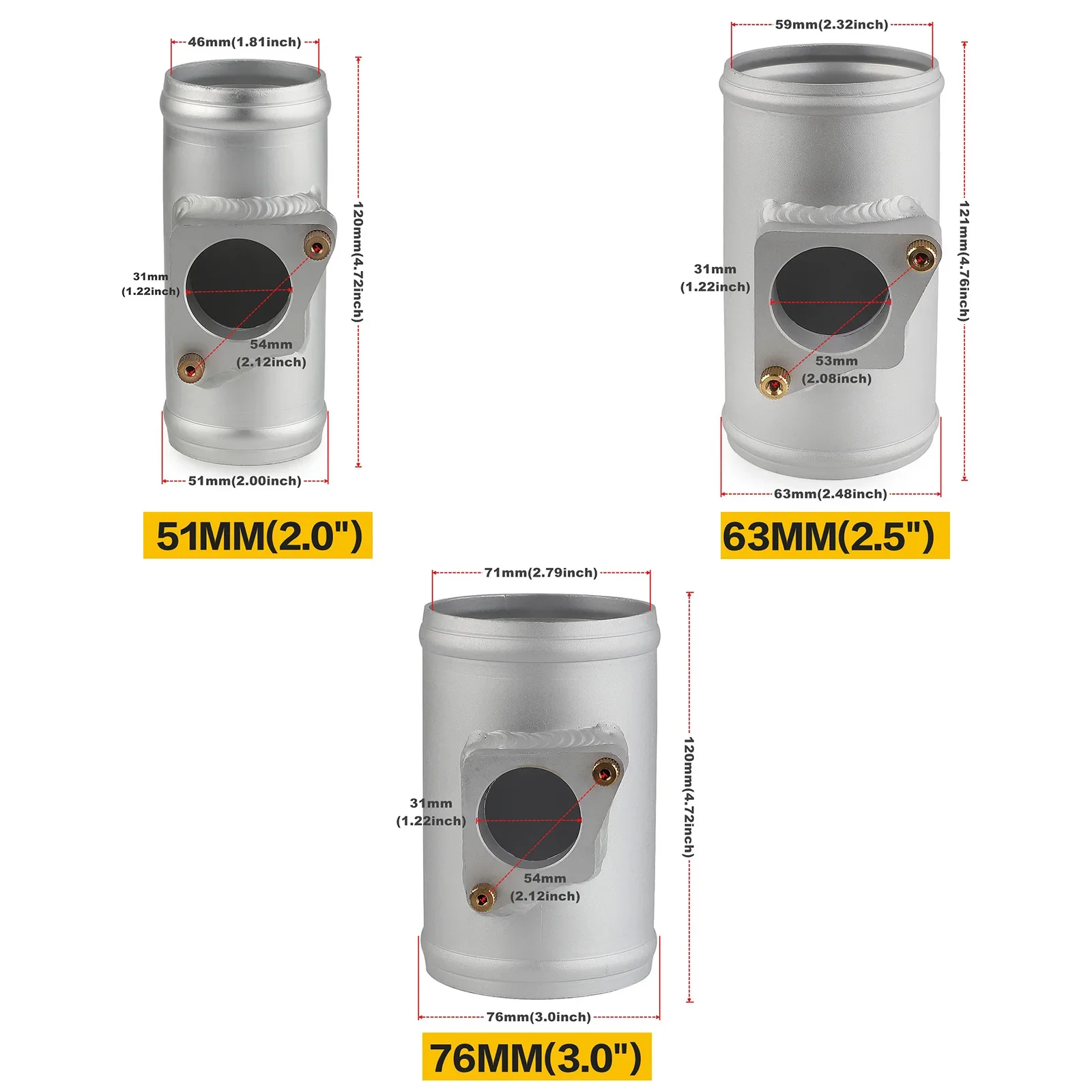 

EPAA02G10K63 2 "/2,5"/3" датчик массового расхода воздуха MAF, адаптер для крепления трубы, фланцевая основа для Nissan, Honda, Ford
