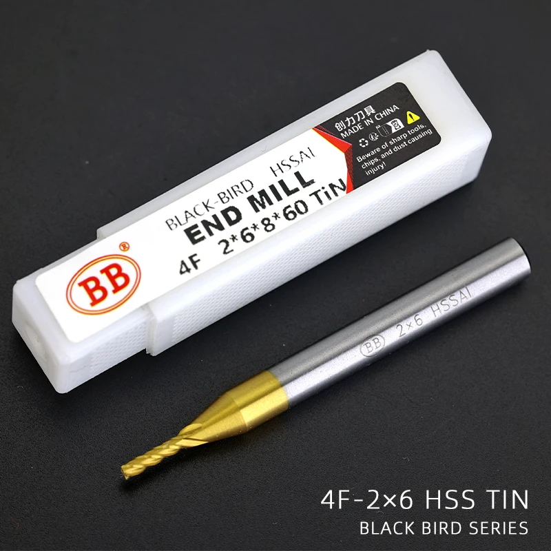 BB TiN Coating End Mills HSS ISO Imperial Inch Diameter Metal Cutter Router Bit High Speed Steel 1-25mm 4 Flutes 3.175 1/8