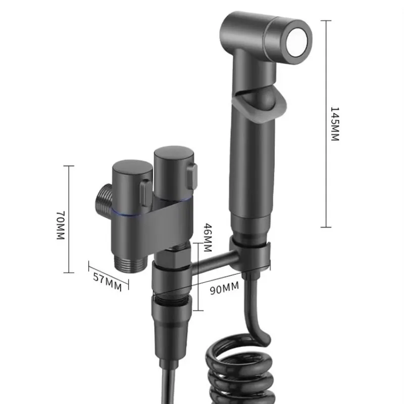 

Bathroom Brass Hot and Cold Chrome Toilet Bidet Sprayer Wall Mount Bidet Set Handheld