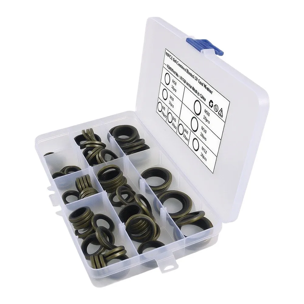 Automotive Crush Washer Pack 110 Units Designed for M6 M8 12mm 18mm M20 Fittings in Engine and Transmission Work