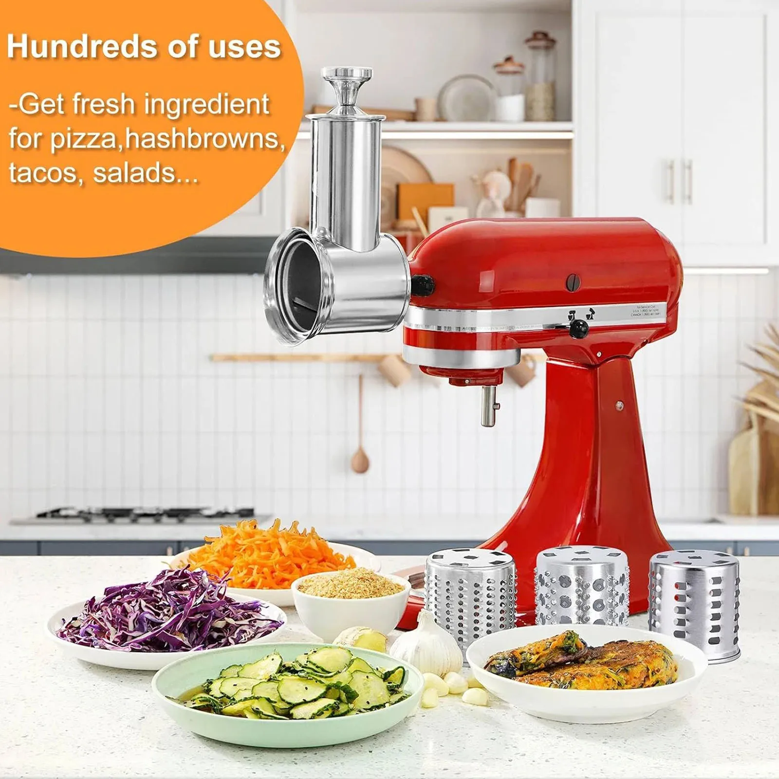 Slicer And Shredder Attachment 3 In 1 for KitchenAid Stand Mixers as Vegetable Chopper Accessory-Salad Maker Kitchen Meat Grinder view 8