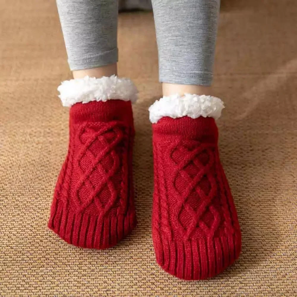 Anti-slip Super Warm Winter Bedroom Sleeping Socks Thicken Plush Knitted Socks Non-Scratch Sole for Women Men Home Lounge