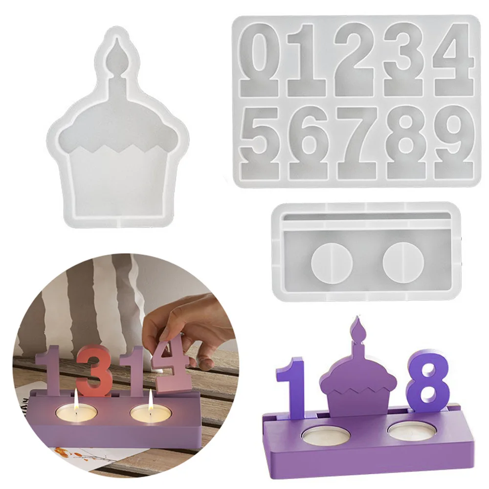 

New Mould Cake Number Plug-in Candlestick Resin Silicone Mold Irregular Drip Glue DIY Square Round Plug-in Candle Base Molds