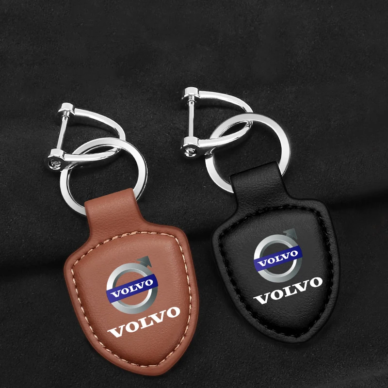 3DMetal Car Keychain Vintage Leather Keyring Accessory For Volvo EX90 V60 V40 XC90 S60 XC60 V50 V70 S90 XC40 S80 T6 V90 EX30 C70