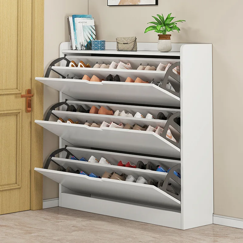 Italian ultra-thin tipping bucket shoe cabinet, multi-layer shoe rack, space-saving large-capacity multi-functional cabinet a
