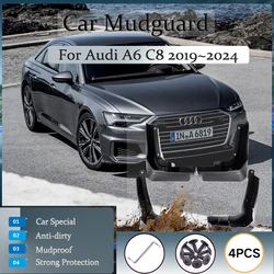Car Mudguards For Audi A6 C8 2019 2020 2021 2022 2023 2024 Antifreeze Universal Fenders Mud Guards Mudflaps Set Auto Accessories
