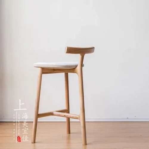 Massief Houten Barstoelen Voor Thuis Bar Stoel Nordic Designer Leisure Hoge Krukken Moderne Minimalistische Huishoudelijke Bar Stoel Meubels