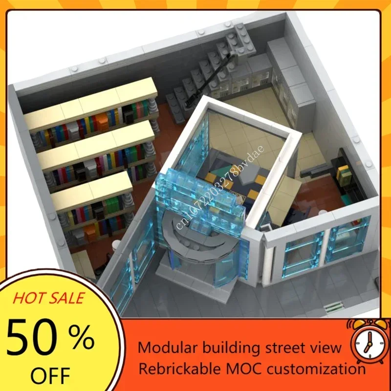 3082Pcs Moderne Bibliotheek Modulaire Moc Creatieve Straatbeeld Model Bouwstenen Architectuur Diy Educatie Assemblage Model Speelgoed Cadeau