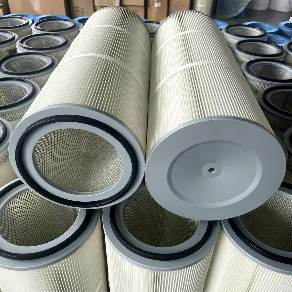 Antistatic Polyester Pleated Pulse Jet Back PTFE Membrane Air Cartridge Sand Dust Filter
