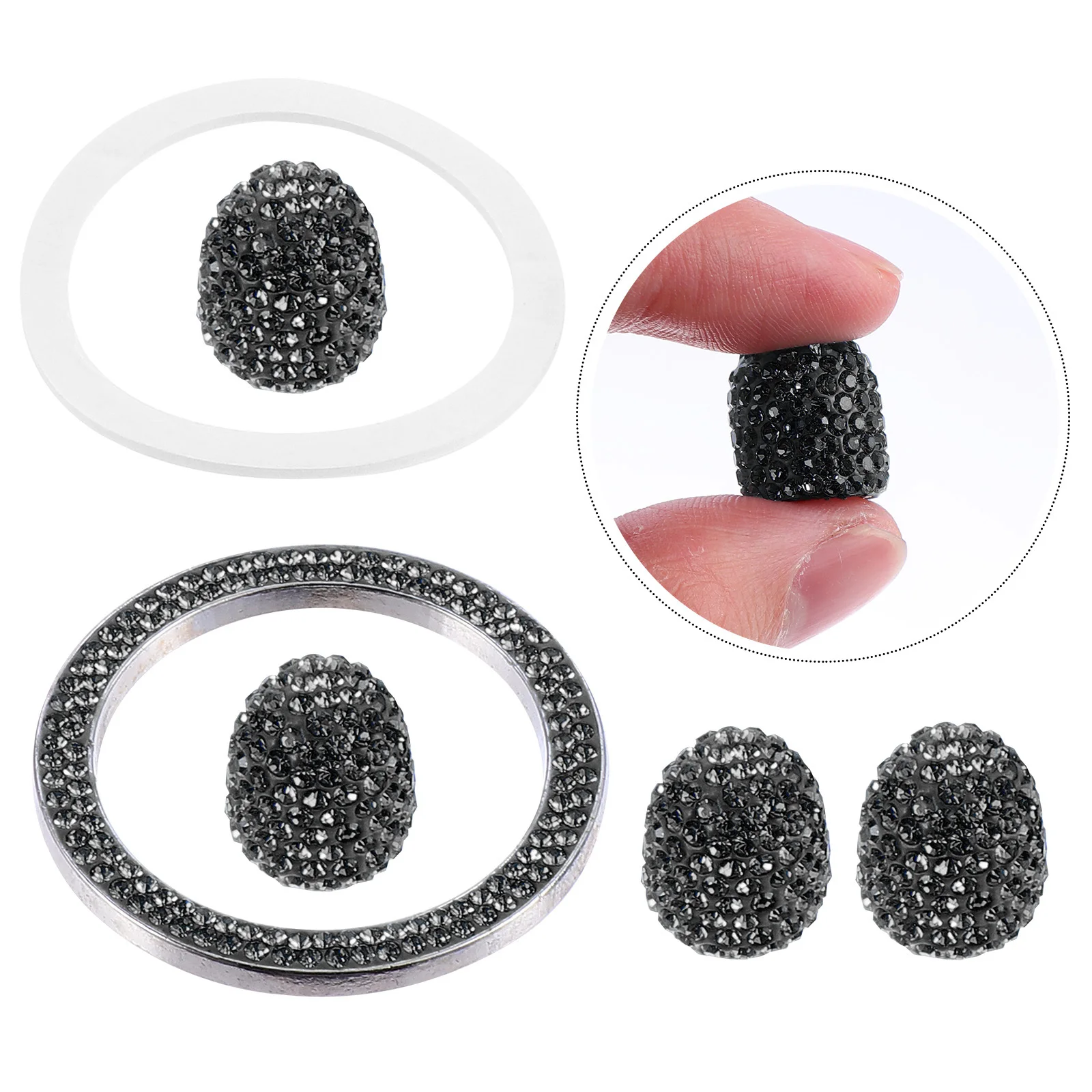 1 مجموعة سيارة الجذعية قبعات العالمي حجر الراين الإطارات الغبار قبعات تألق كاتب مفتاح غطاء فاخر السيارات بدء زر الديكور #6