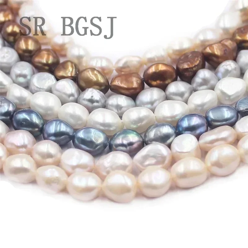 BGSJ  10x12mm Real Wholesale Baroque Potato Natural Pearl Freshwater Loose Beads 15