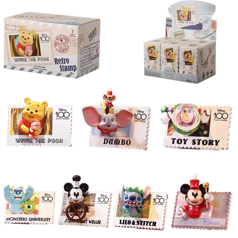 MINISOディズニーアニバーサリーヴィンテージスタンプブラインドボックスミッキーマウスブラインドボックスアニメガレージキット子供のおもちゃ推測ミステリーボックスギフト