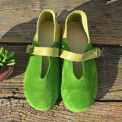 Careaymade-Genuine Leather Spring shallow mouth Japanese cow suede single shoes female big head ugly cute slazy women's shoes