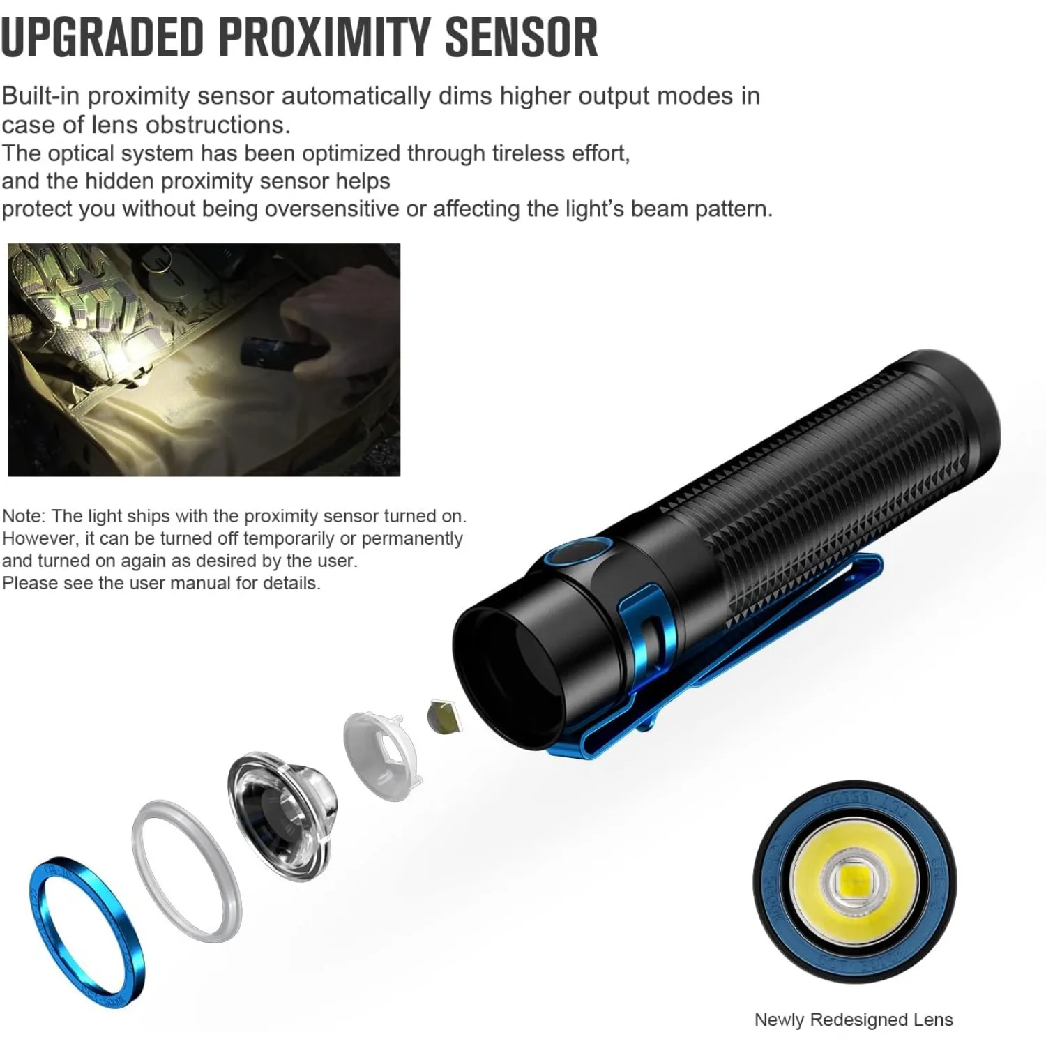 OLIGHT Baton 3 Pro Max-linternas de bolsillo EDC compactas recargables, 2500 lúmenes, Sensor de proximidad de seguridad