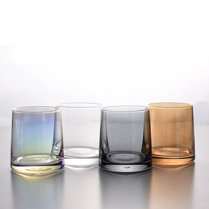 Wine Glass Cup Homestay Minimalist Glass Transparent Colorful Home Water Glass Hotel Mouthwash Cups Trapezoidal Whiskey Glass