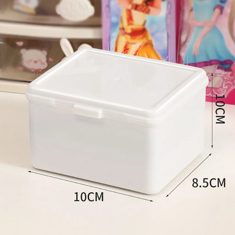 Caja de almacenamiento apilable para artículos diversos, organizador con cubierta a prueba de polvo, estuche de almacenamiento de papelería, soporte para organización del hogar, color blanco