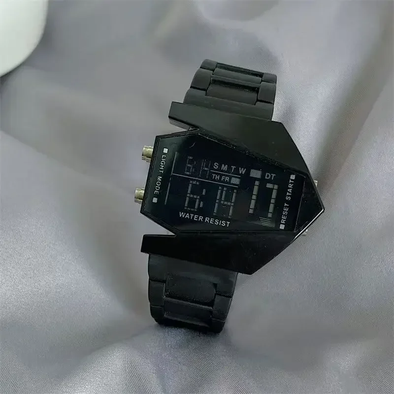 Men's and Women's Sports Couple Watches, Luminous Multi-functional Square Fighter Plane Watches, Men's Electronic Watches