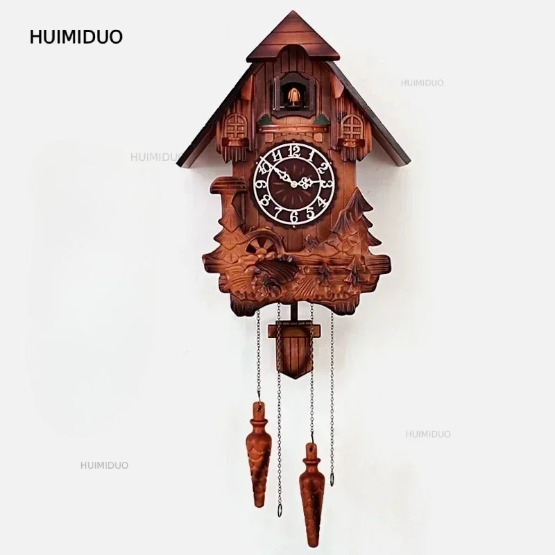 Classic Vintage Cuckoo Clock Retro Wood Unusual Creative Wall Clock With Pendulum Customize Reloj Digital Pared Household Goods