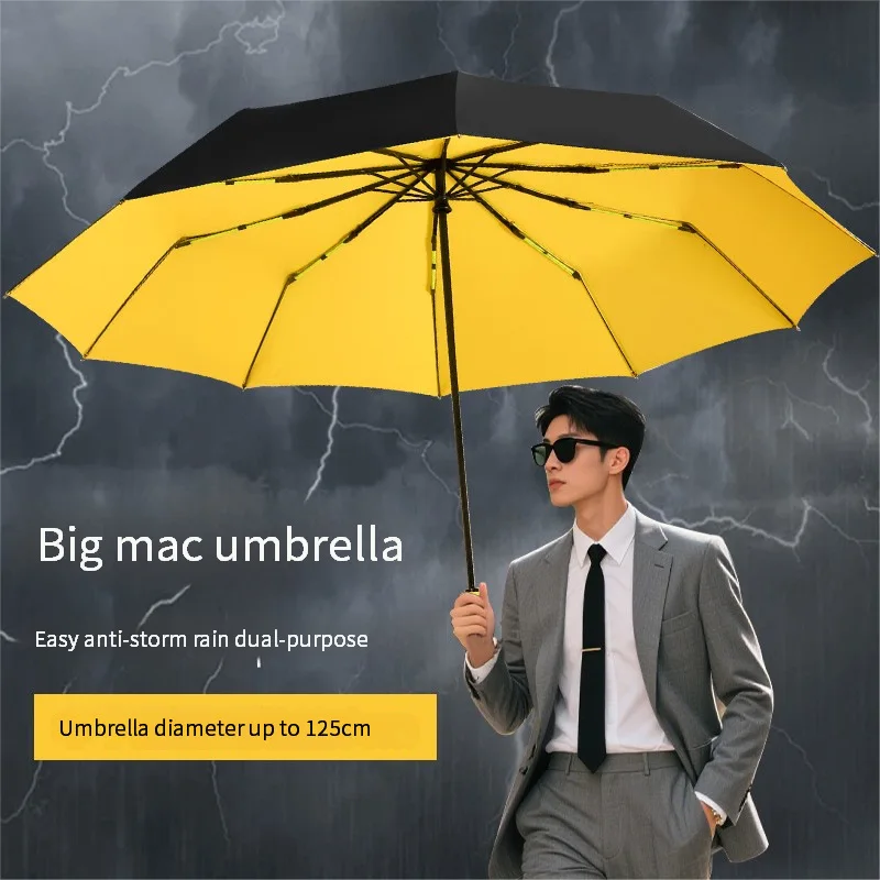 

Large 125CM Automatic Folding Rain Umbrella Windproof Strong, Vinyl Sunscreen Sun UV UPF50+ Protection Parasol for Men Women