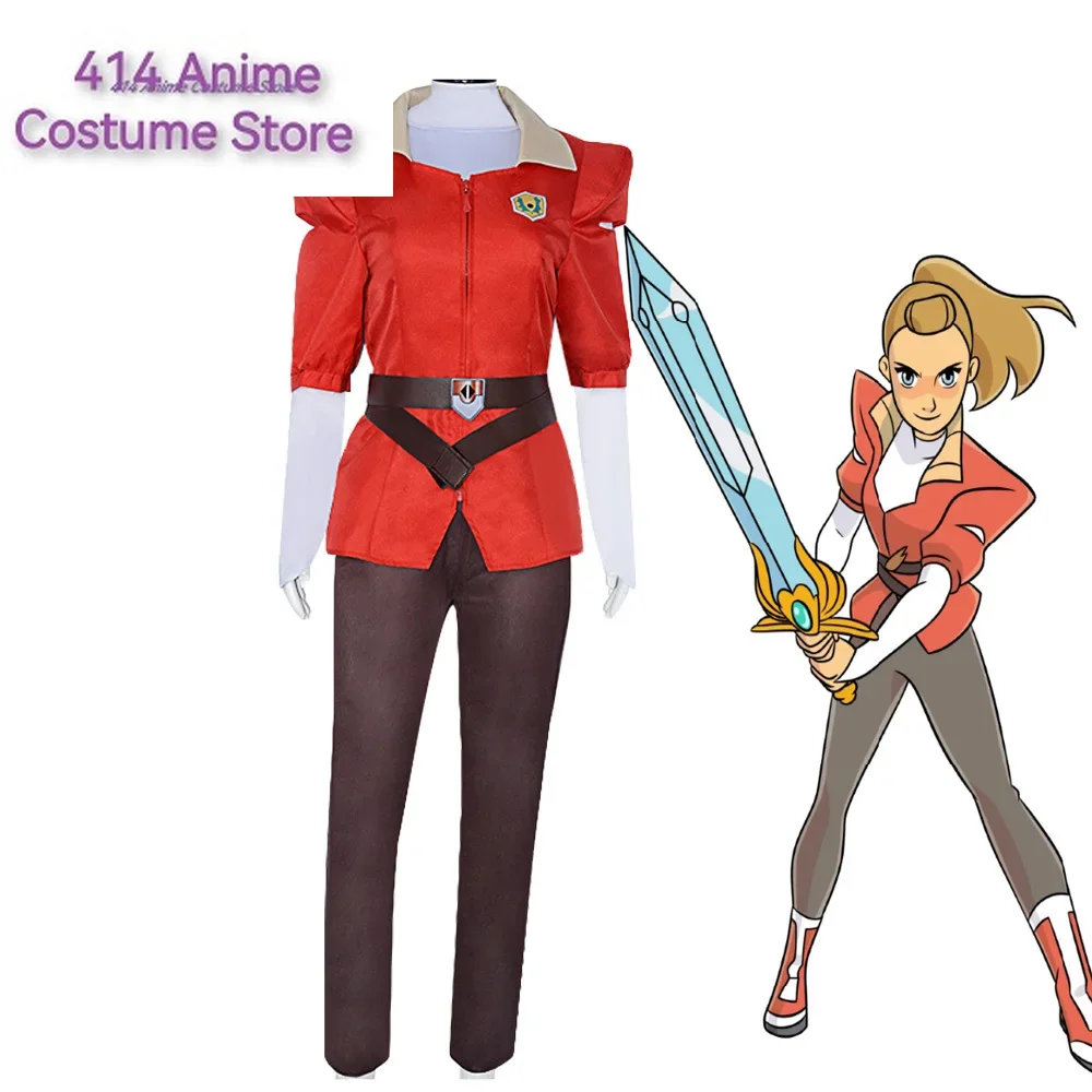 Anime She-Ra Cosplay the Princesses of Power Adora Red Uniform Red Coat Brow Pant Belt Halloween Carnival Suit Costume