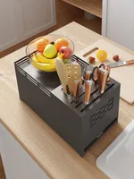 Stainless steel kitchen knife holder, storage rack for , knife , cage,tube integrated multi-functional countertop seat type