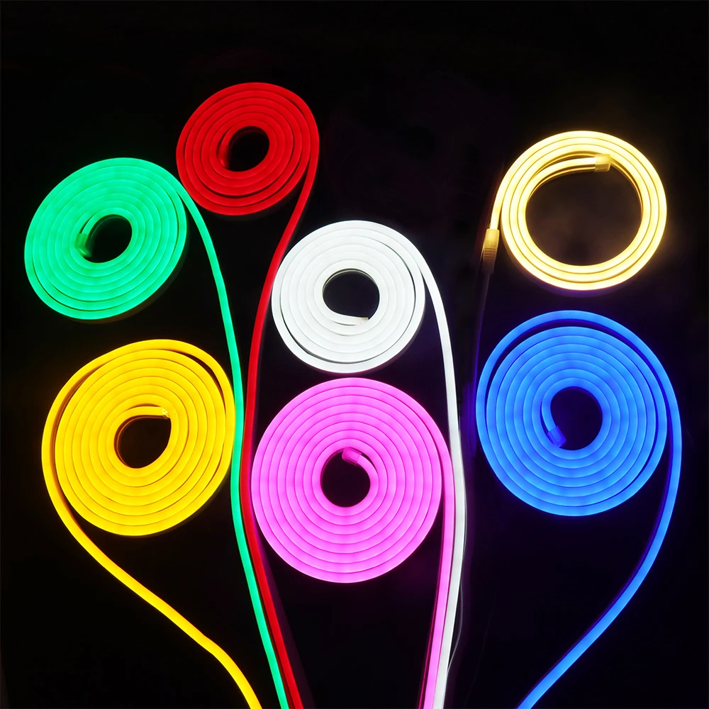 12v RGB LED Neon Strip Rope Light Waterproof Silicone Tube Lamp Neon Sign 6x12mm Flexible Tape For Home Decoration Night Lights