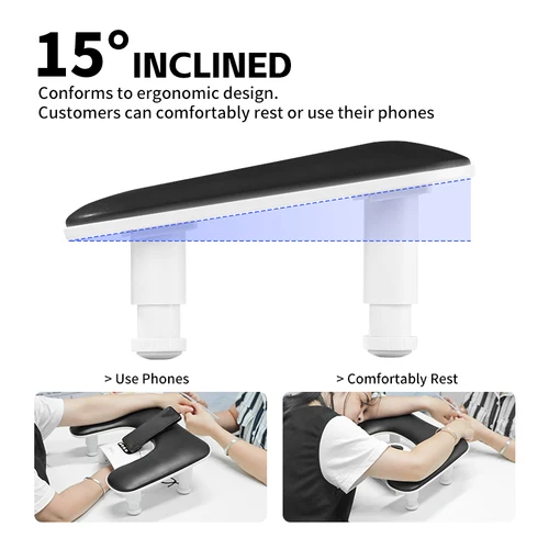 Imagen 2 del producto Nuevo reposabrazos para uñas en forma de U, soporte ajustable para reposabrazos de uñas, almohada de reposamanos de cuero PU de microfibra para cojín de uñas