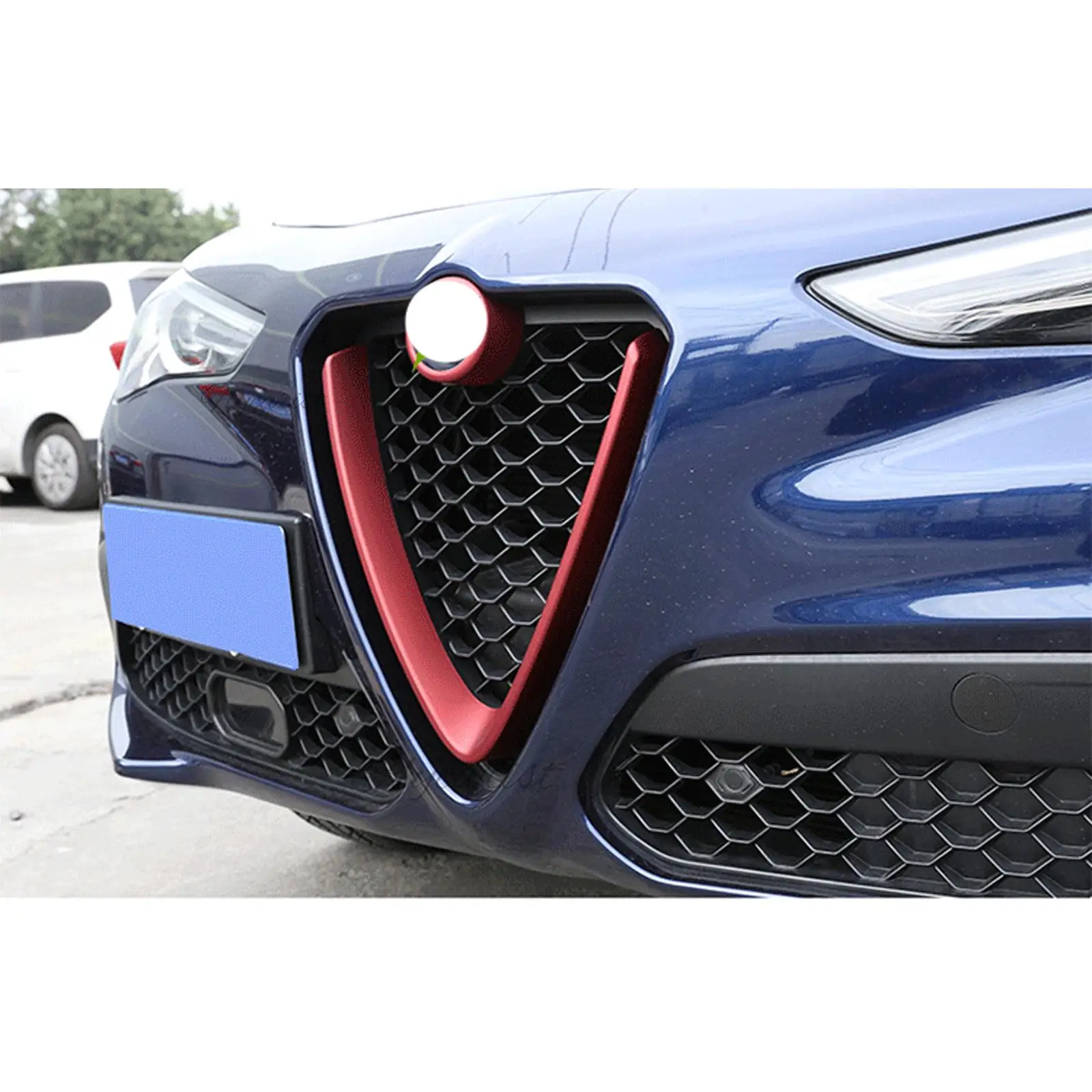 ABS Carbon Fiber Front V Shape Front Bumper Grille Cover For Alfa Romeo Stelvio 2017-2020