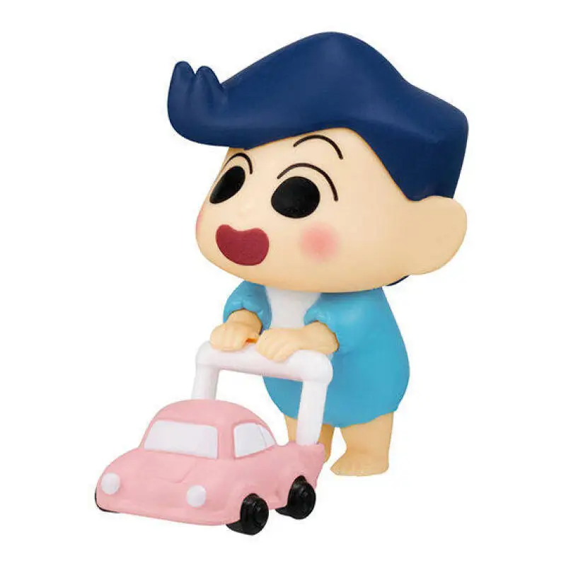 Bandai Gashapon Crayon Shin Chan Baby Stroller Queue Figurine Cute Family Decorative Collectible Toy Gift for Kid Toy Gift