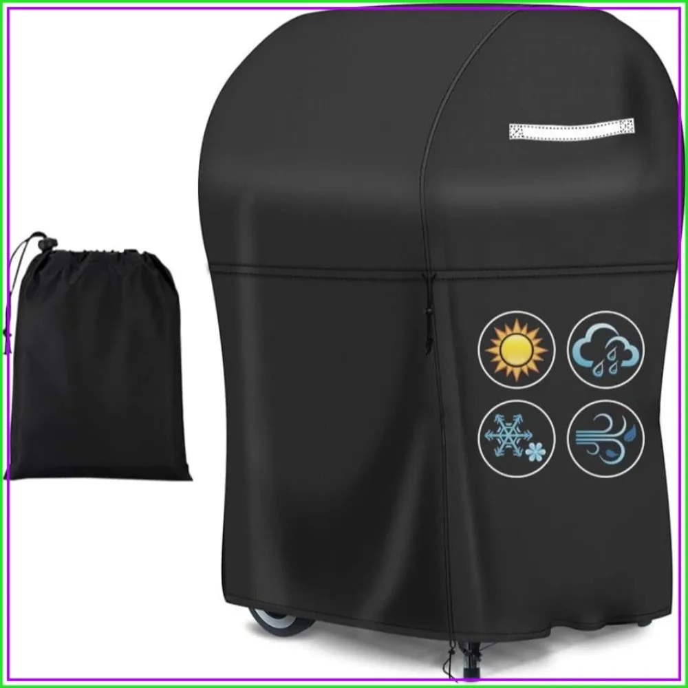30 Inch BBQ Gas Grill Cover, Heavy Duty Waterproof UV Resistant with Straps, Fits Most Grills with Collapsed Side Tables