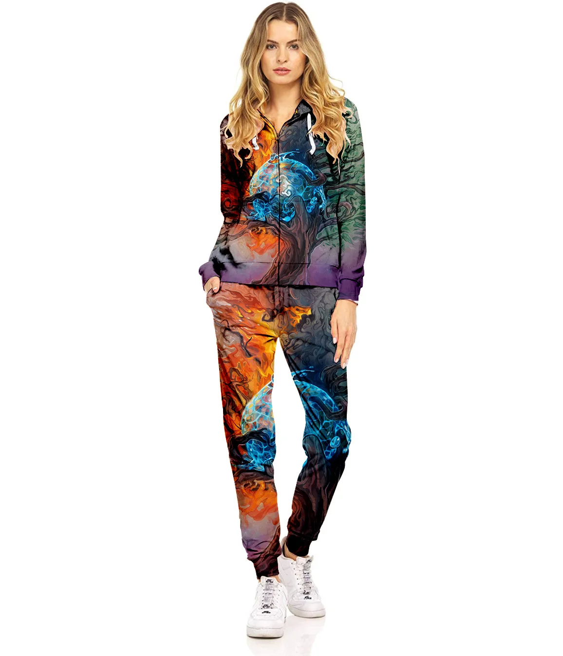 New Cross border Colorful Series Spot Zipper Women's Autumn Hoodie Pants Manufacturer Direct Sales