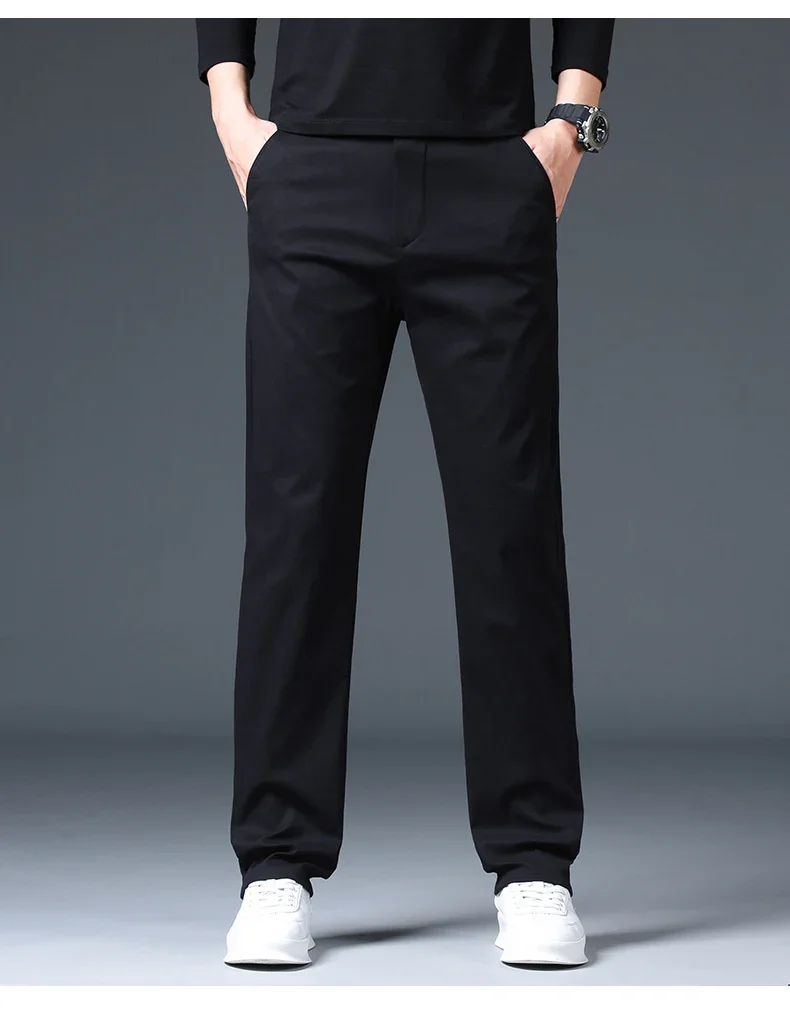 Winter Warme Fleece-Hosen für Herren, 98% Baumwolle, Business, Gerade Geschnittene Arbeitshose, Outdoor, Blau, Formelle Anzughose, Übergröße 40 – Detail 15